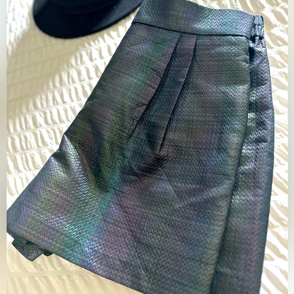 Anthropologie x Hutch NWT Textured Metallic Shorts in Black /Multi sheen Size XL